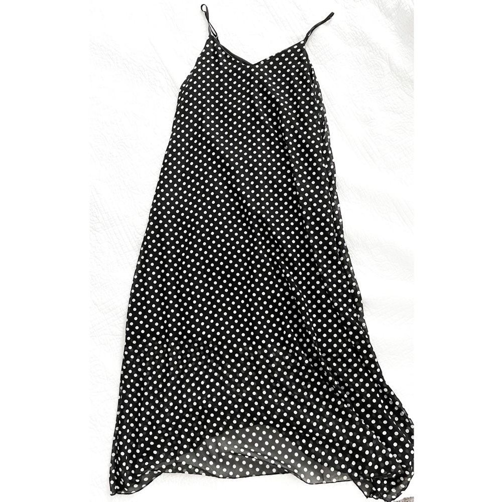 Black Polkadot Cami Tank Long Dress